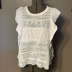 Anthropologie White Eyelet Blouse